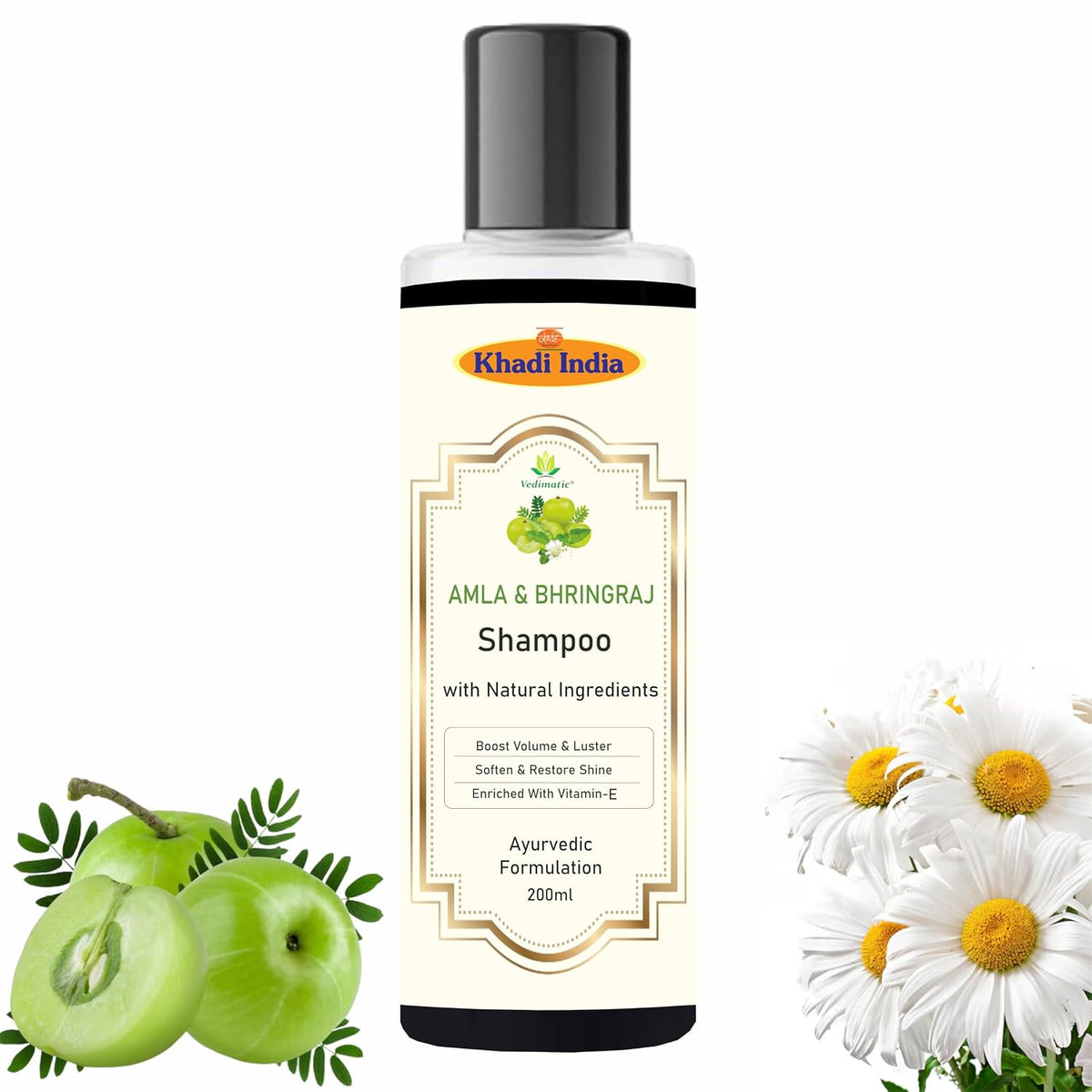 Khadi 100% Pure & Natural Herbal Amla & Bhringraj Shampoo/Cleanser for Controlling Dandruff & Hair fall | Shampoo for Reducing Scalp Irritation