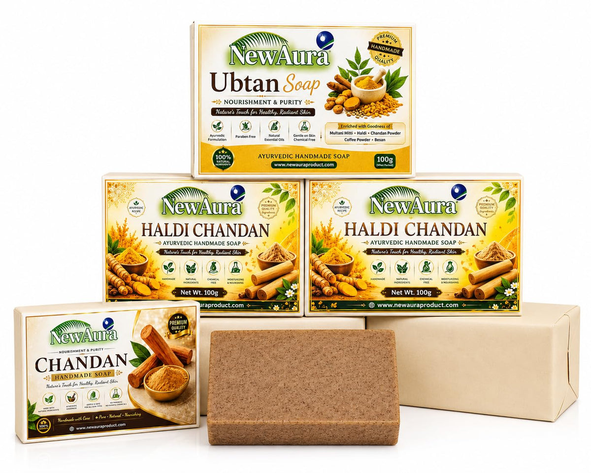 Ghar Magic Soap with NewAura Ubtan, Chandan & Haldi Chandan Ayurvedic Soap Set
