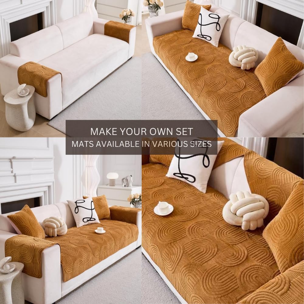 HOMETHREADS Couch/Sofa Covers | Luxurious Slipcover Solutions for Sofas, Armchairs, and Loveseats (Grey_Coco, 1 Seater Large| 70x90cm) Grey_Coco 1 Seater Large|
