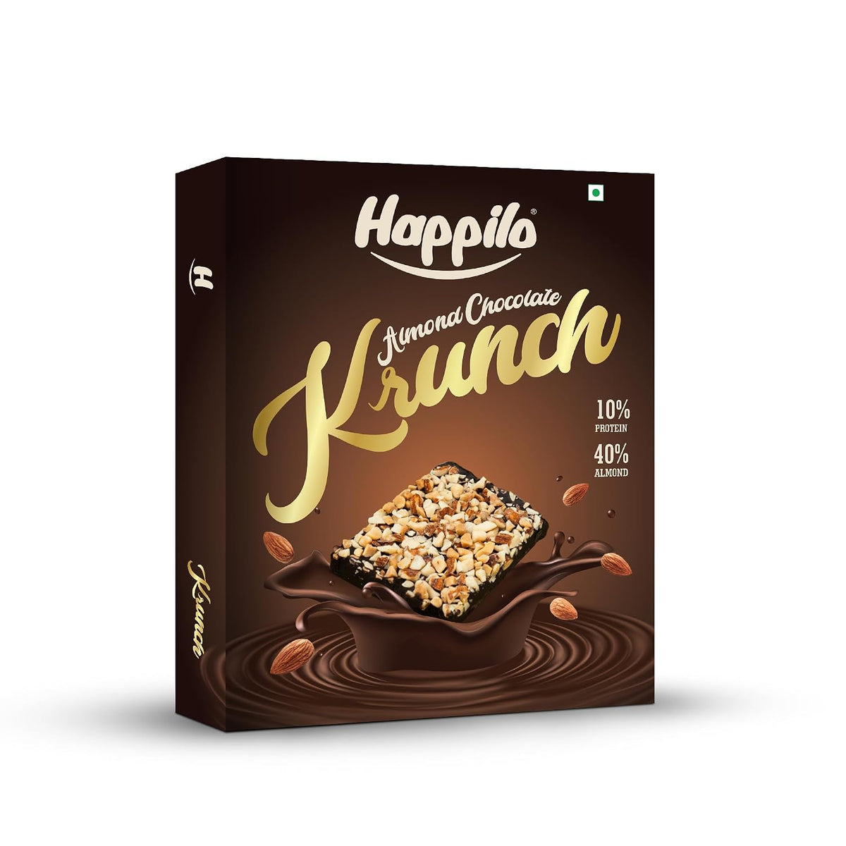 Happilo Premium Almond Chocolate Krunch Box 17g (Pack of 6), 10% Protein, 40% Almonds, Nutrient Rich, High in Protein and Fiber Bar