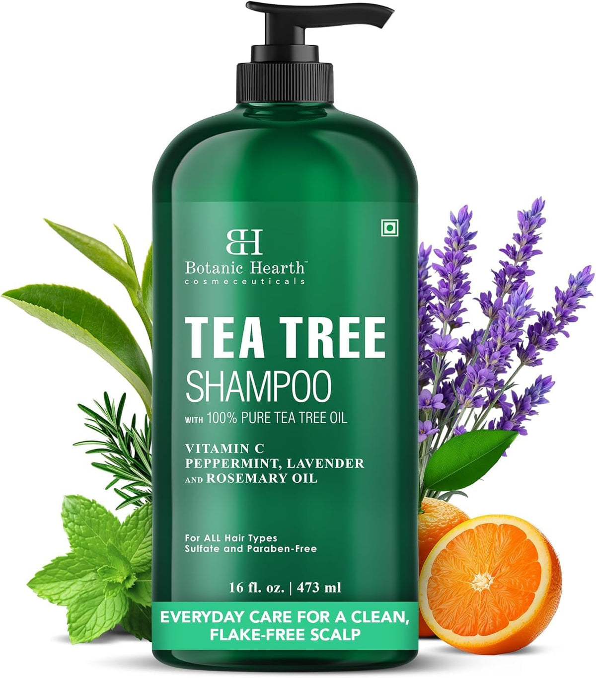 Botanic Hearth Tea Tree Shampoo, Vitamin C, Peppermint, Lavender and Rosemary Oil, Fights Dandruff and Dry Scalp, 16 fl oz…