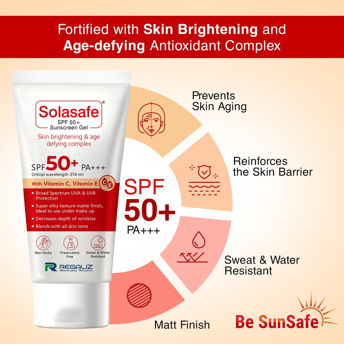 Regaliz Sunscreen SPF 50+ | Broad-Spectrum UVA & UVB Protection | Water-Resistant, Lightweight, and Non-Greasy Formula | Anti-Aging and Blue Light Protection |