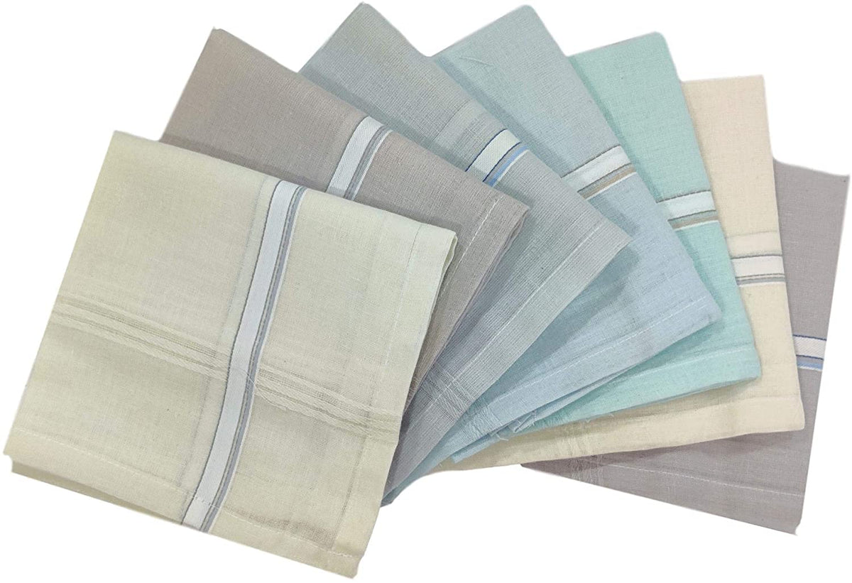 Kuber Industries Cotton Premium Collection Handkerchiefs for Men (Light Colour) - Set of 6 Multicolour Pack of 6 Solid