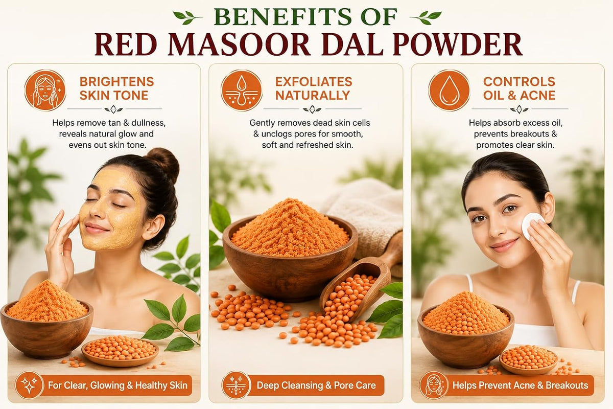 Natural Multani Mitti and Masoor Dal Powder, 100% Pure