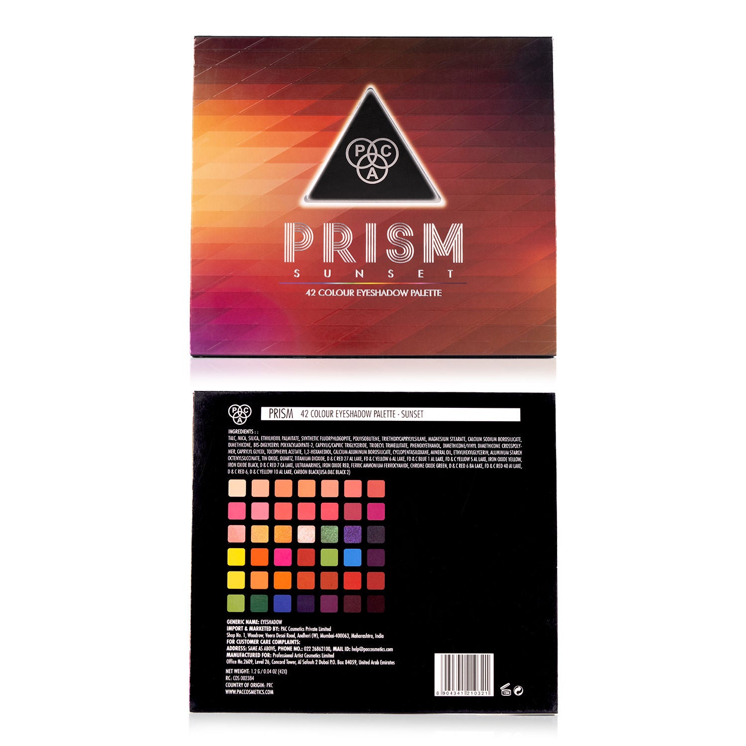PAC Prism Eyeshadow Palette X42 Sunset - Intense Pigment Payoff, Blendable Formula, Mattes & Shimmer (1.2g)