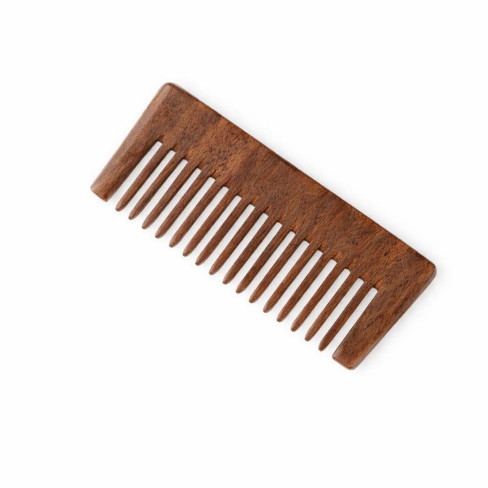 Bronson Professional Kacchi Neem Handmade Wooden Comb - Wide Tooth for Post Shampoo Detangling(Shape May Vary)