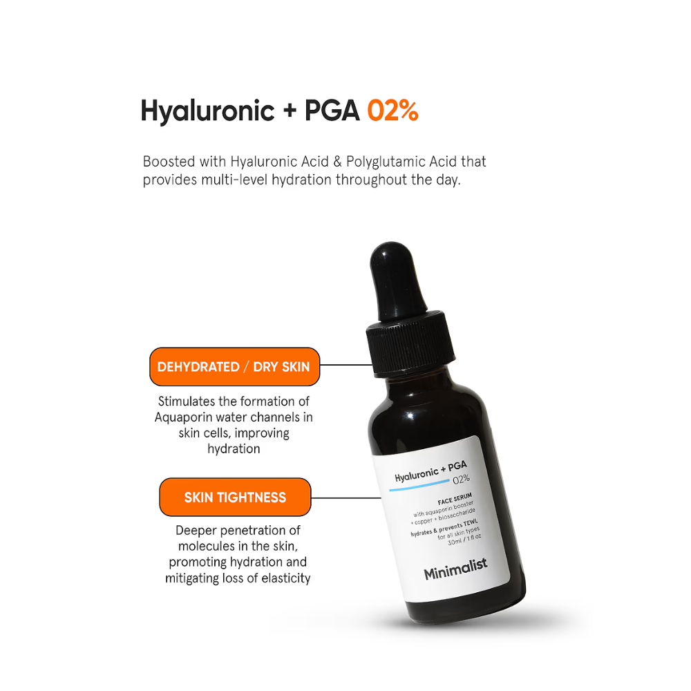 MINIMALIST HYALURONIC ACID + PGA 2% FACE SERUM 30ML
