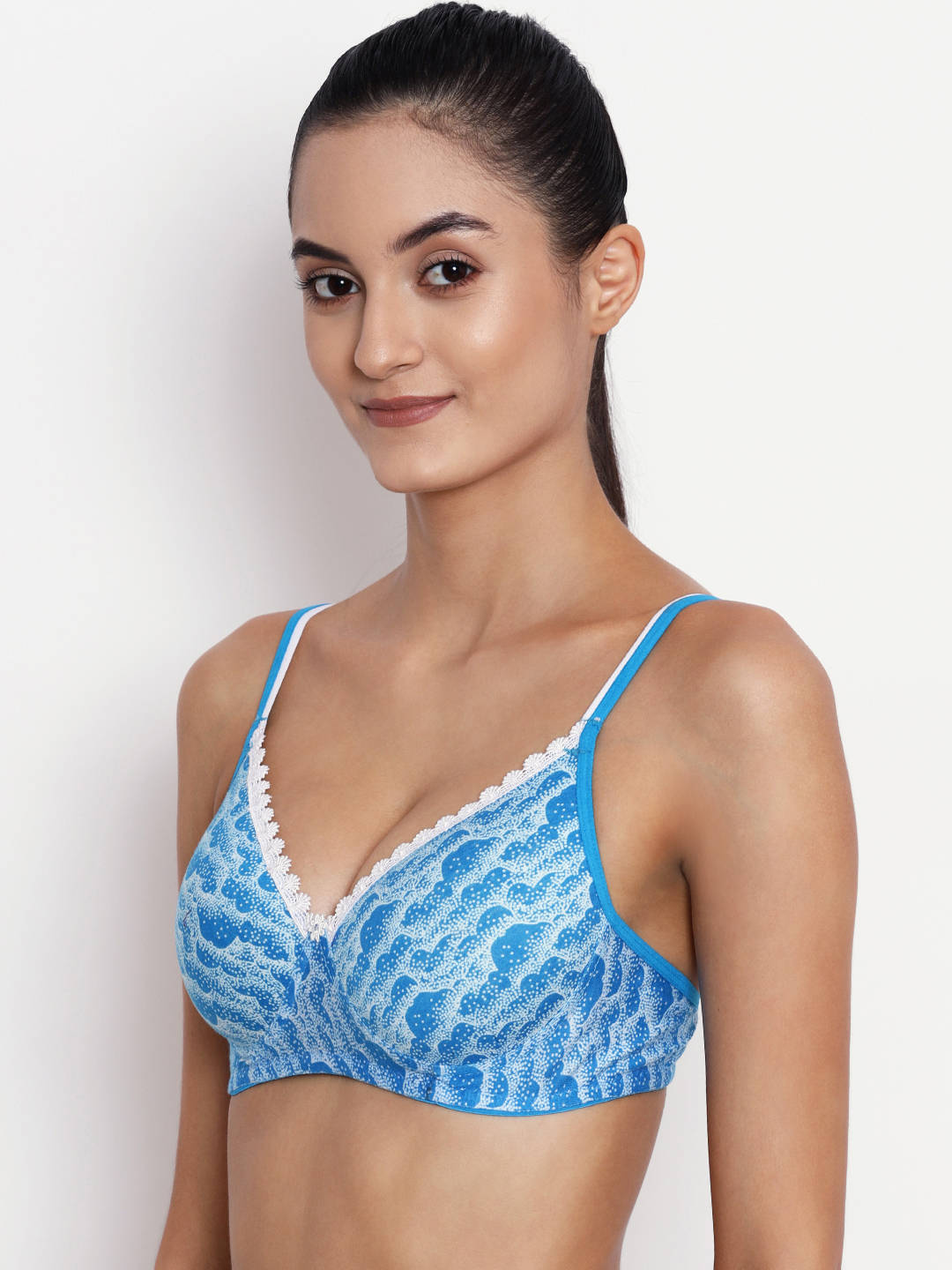 Abelino Printed Lightly Padded Push-up Bra - Blue (30B) · 30B