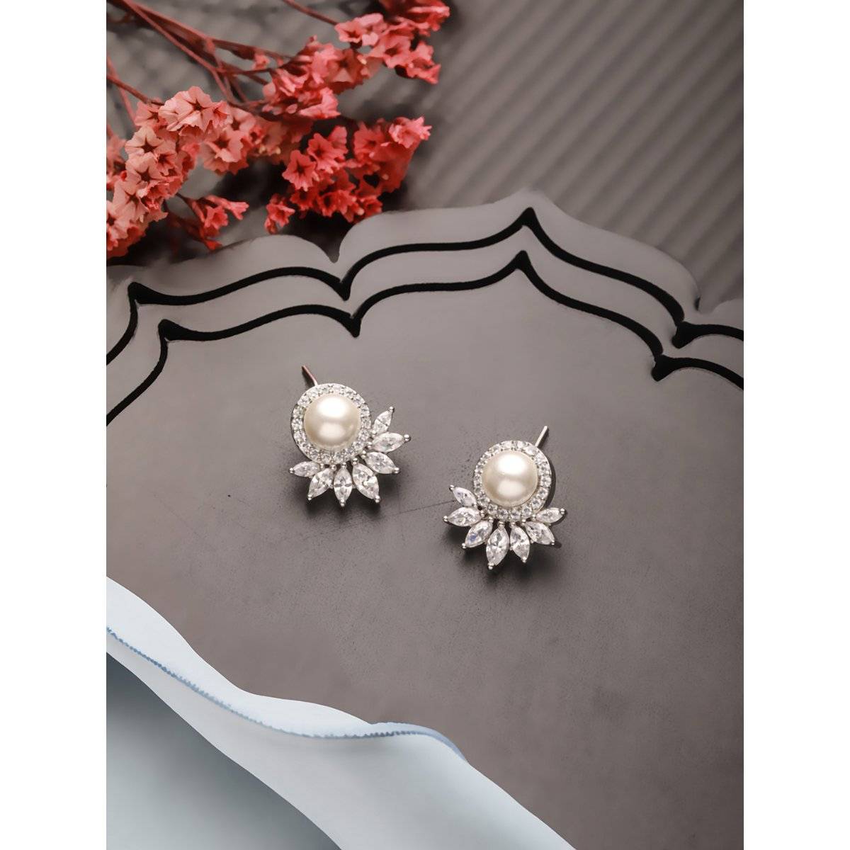 Aatmana Women Contemporary Pearl Stud Earrings