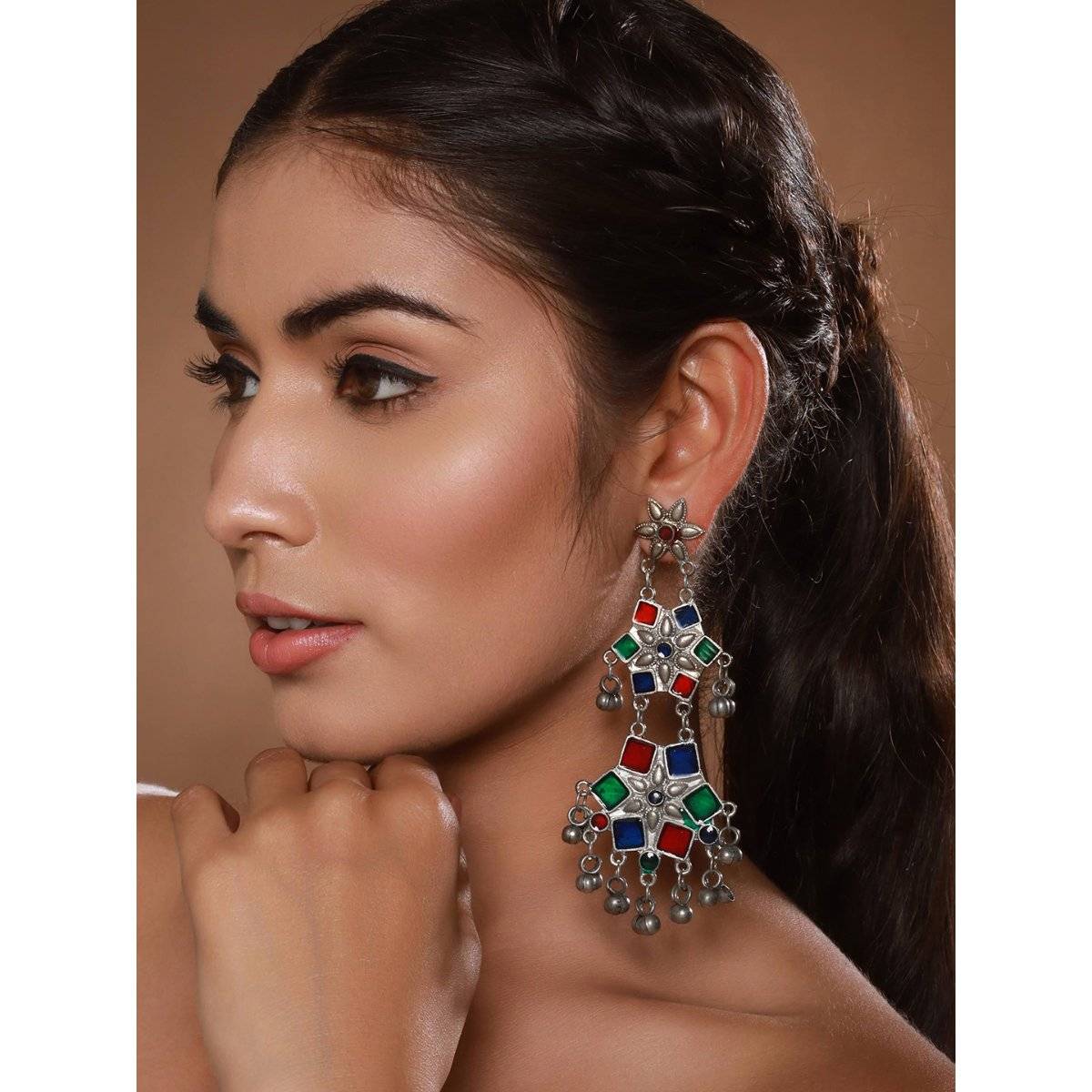 Aatmana Women Multi-Color Floral Drop Earrings