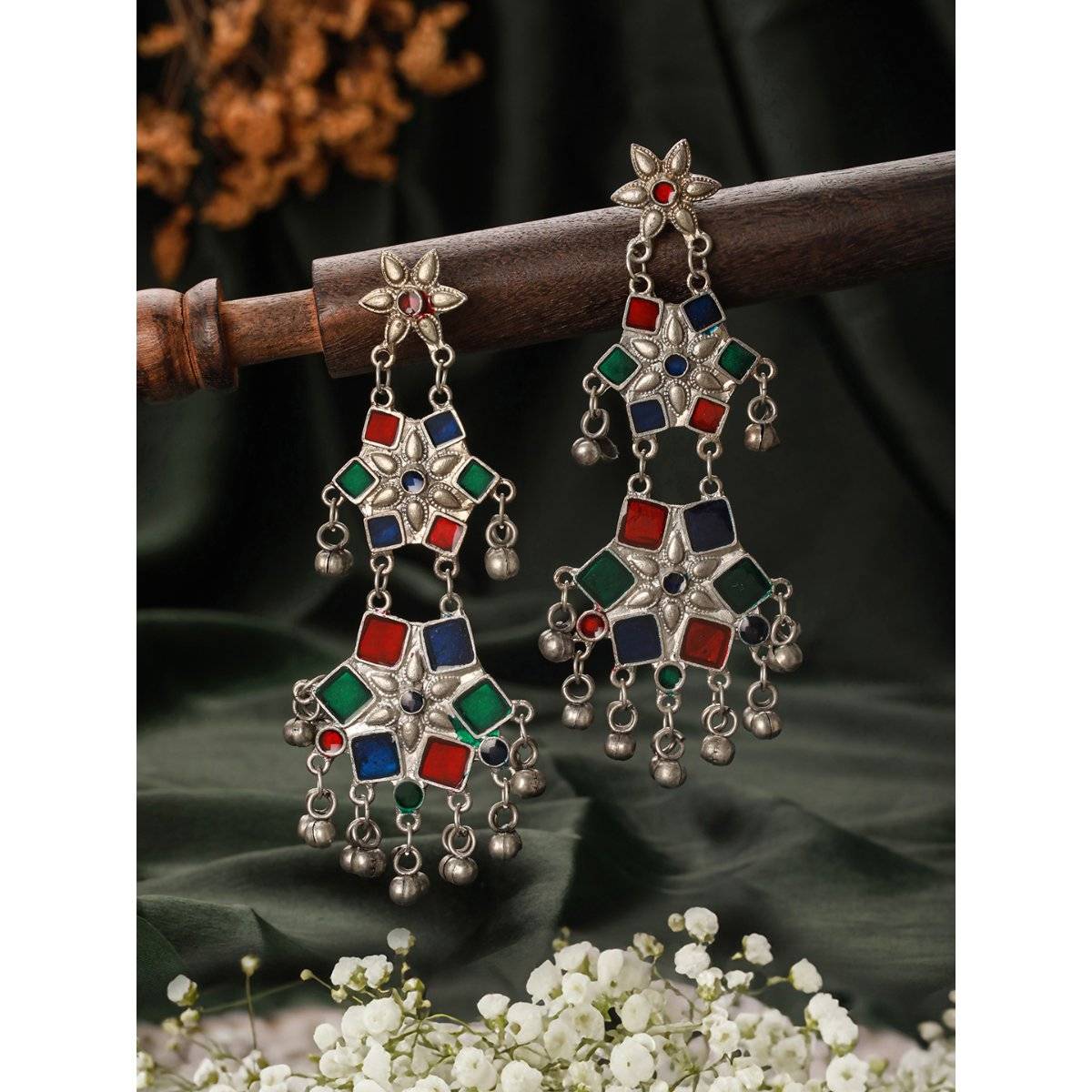 Aatmana Women Multi-Color Floral Drop Earrings
