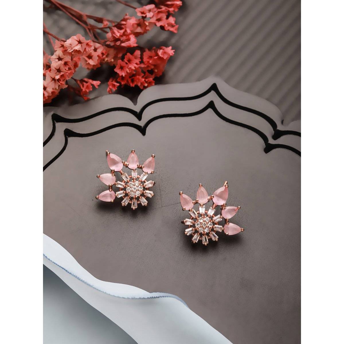 Aatmana Women Pink Contemporary Studs Earrings