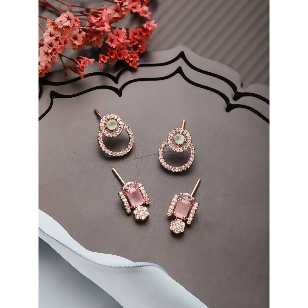 Aatmana Women Contemporary Stud Earrings Pack Of 2