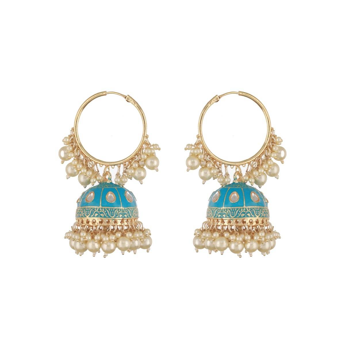 Aatmana Women Blue Dome Shaped Jhumka Earrings