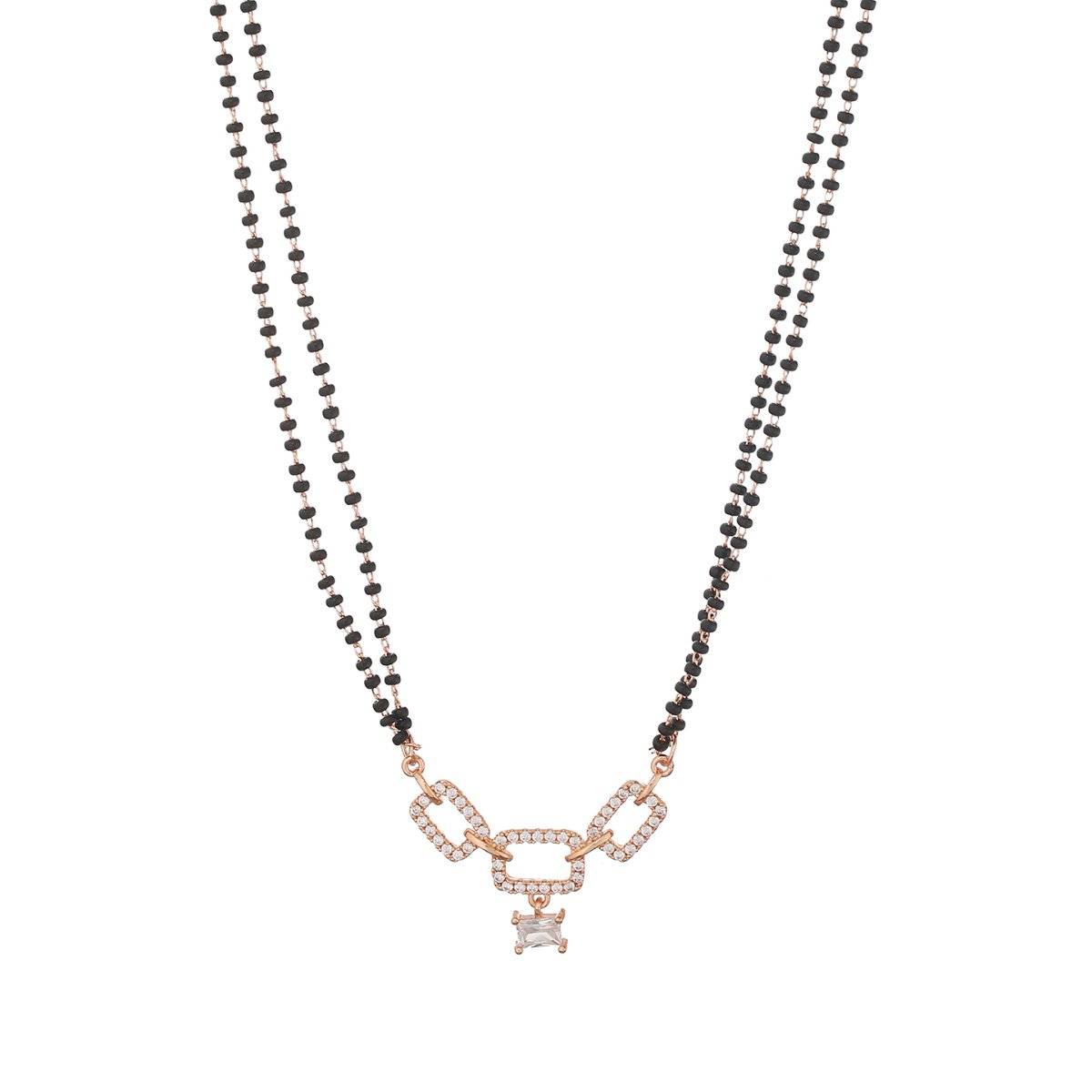 Aatmana Rose Gold Plated Cubic Zirconia Studded Mangalsutra