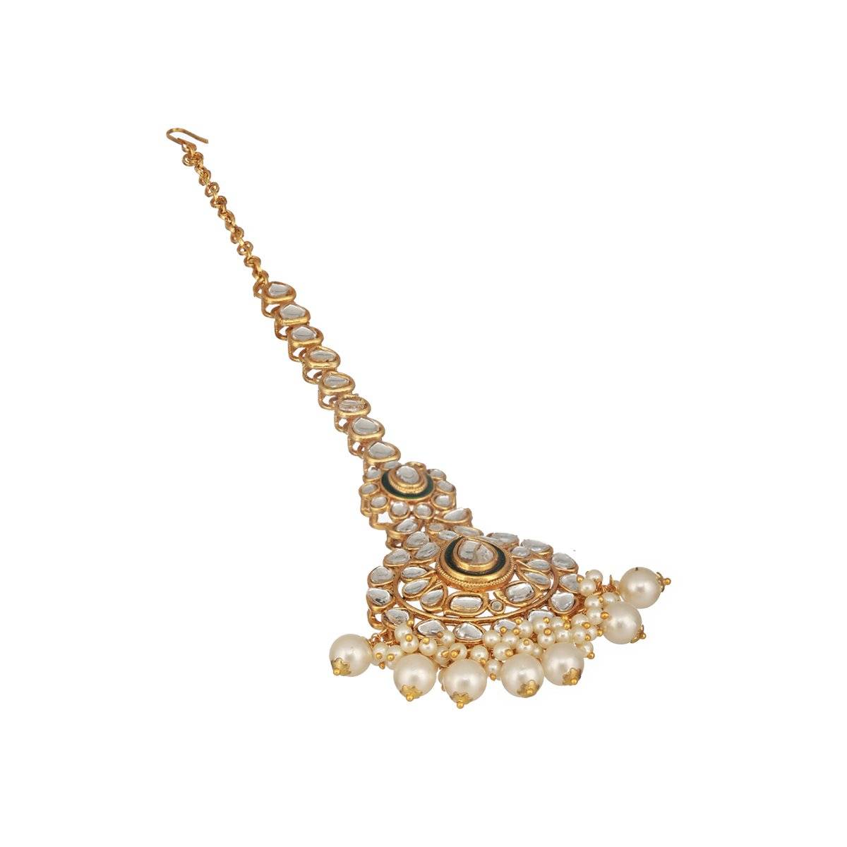 Aatmana Gold-Plated Kundan Pearl Studded Maangtikka