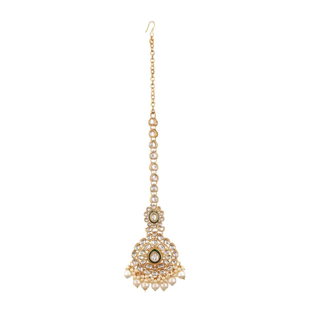 Aatmana Gold-Plated Kundan Pearl Studded Maangtikka