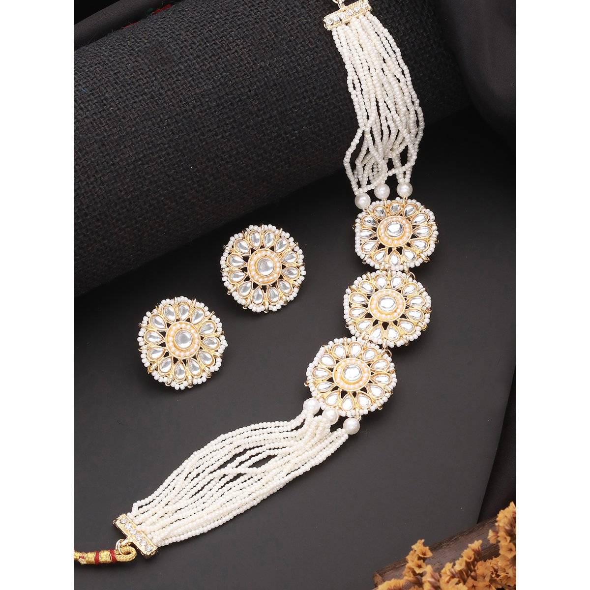 Aatmana Gold-Plated Pearl Artificial Stones and Beads Studded Choker Set