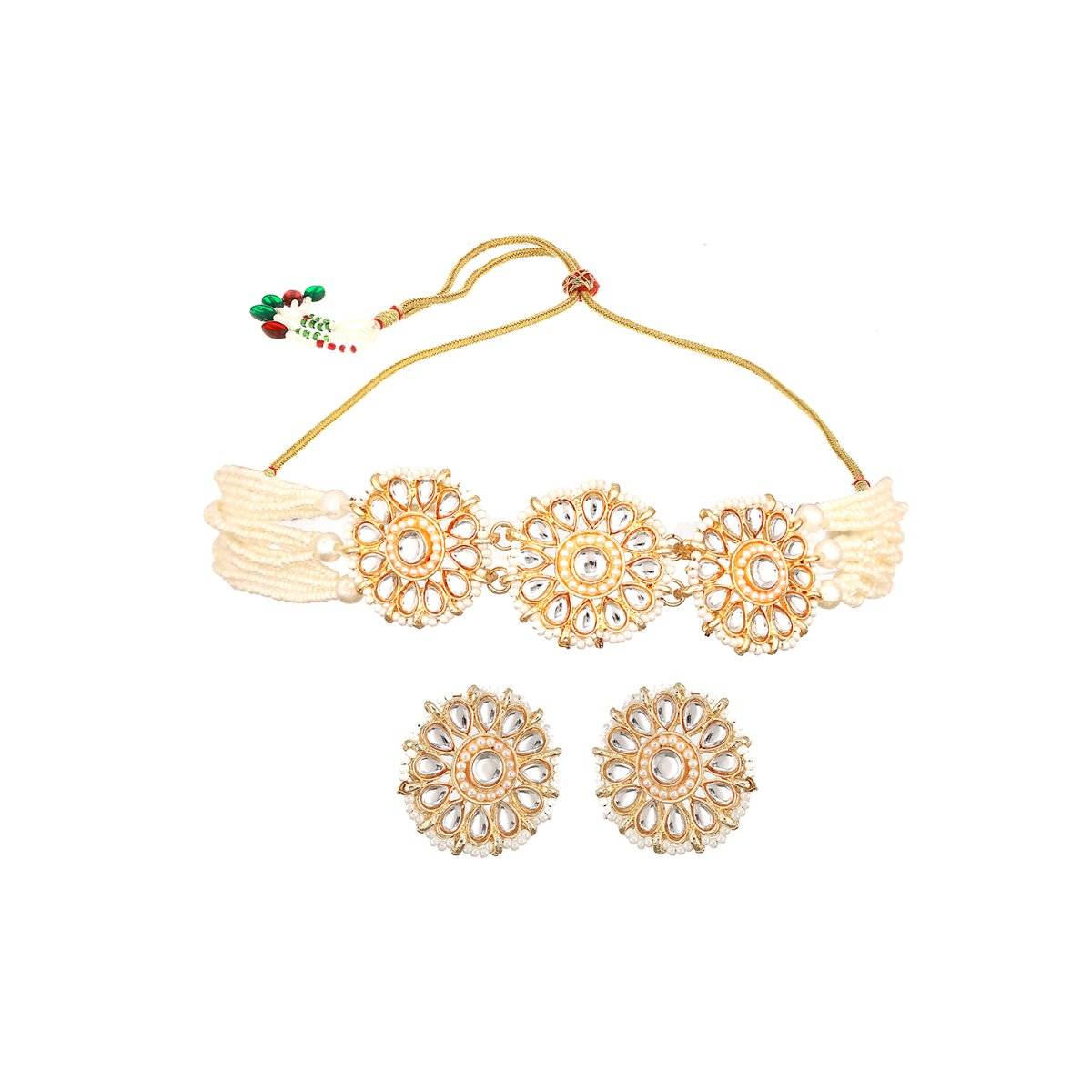 Aatmana Gold-Plated Pearl Artificial Stones and Beads Studded Choker Set