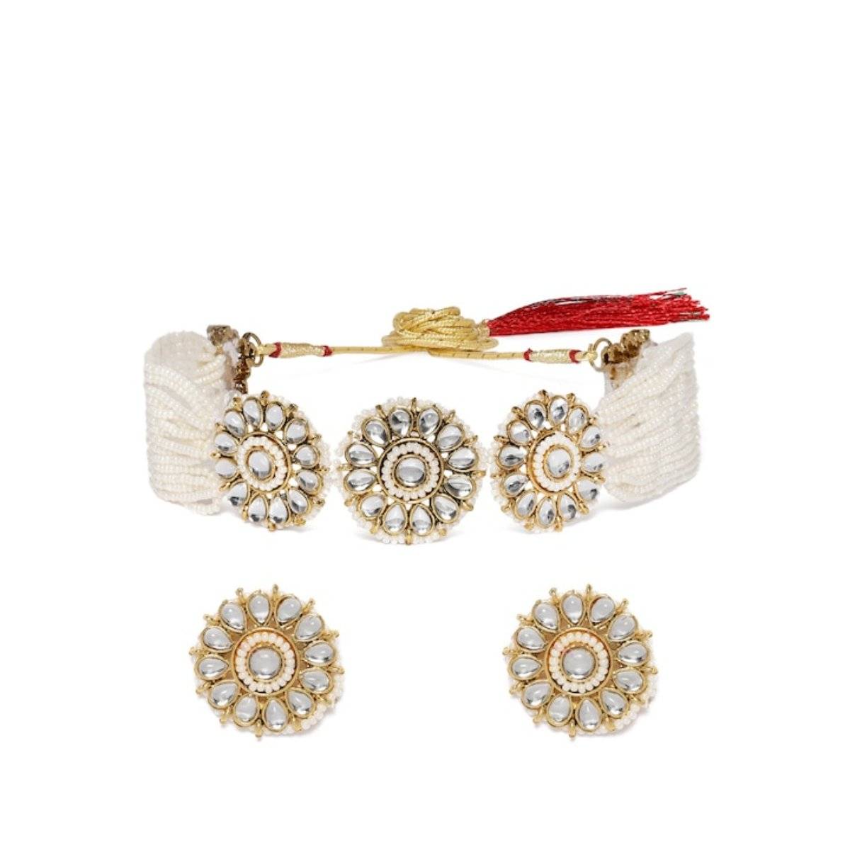Aatmana Gold-Plated Pearl Artificial Stones and Beads Studded Choker Set
