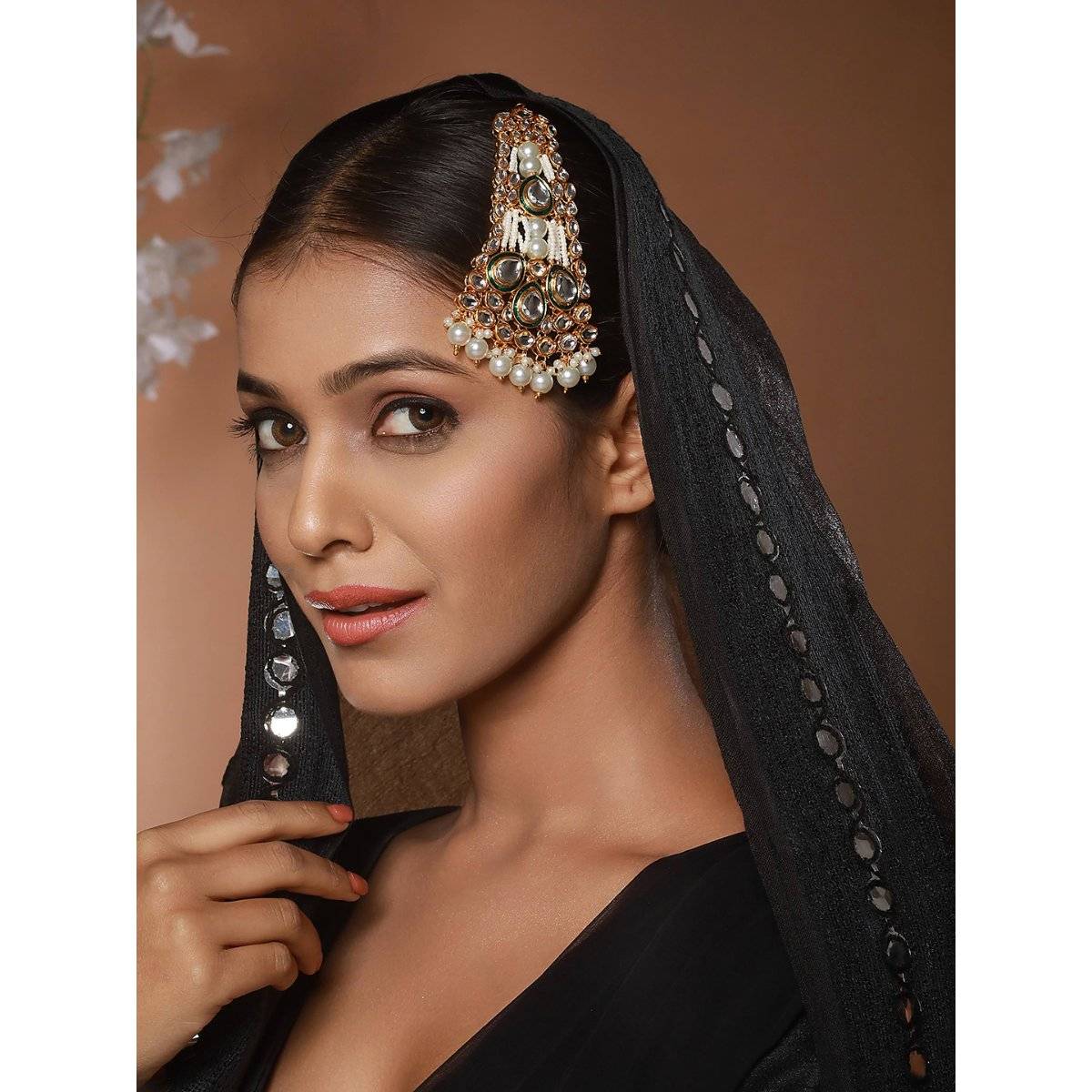 Aatmana Gold-Plated Pearl Kundan Studded Jhumar Pasa