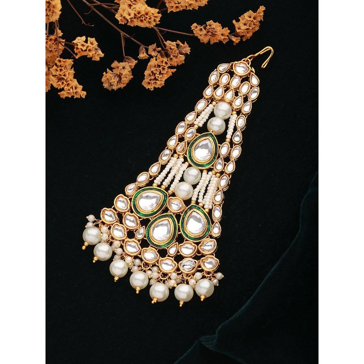 Aatmana Gold-Plated Pearl Kundan Studded Jhumar Pasa