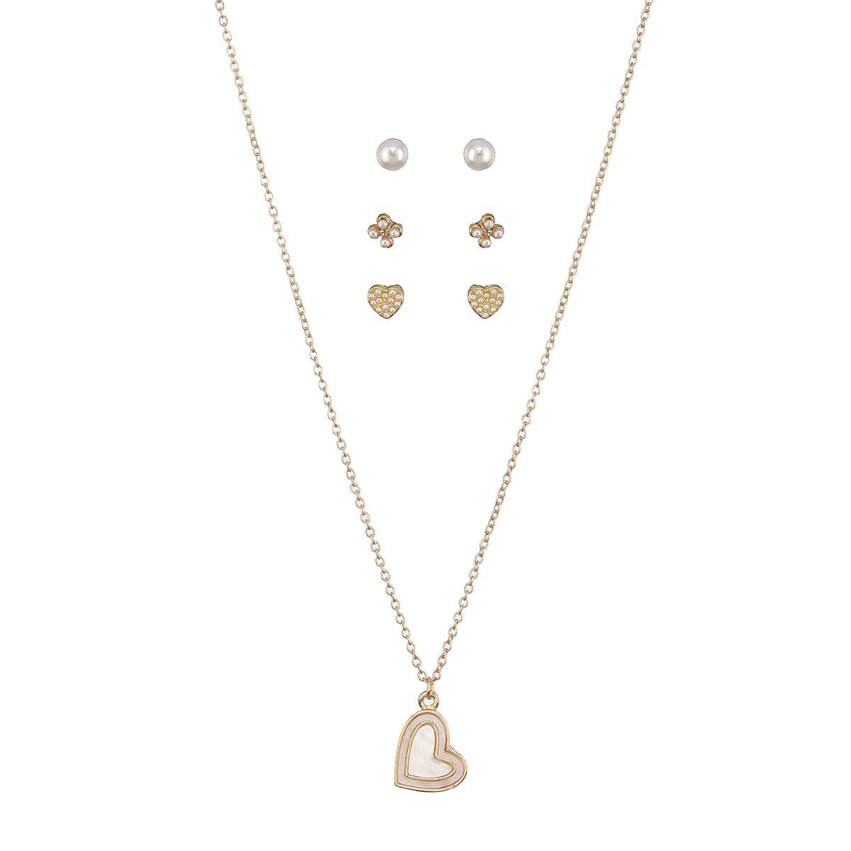 Aatmana Gold-Plated Cz Studded Heart Shape Jewellery Set