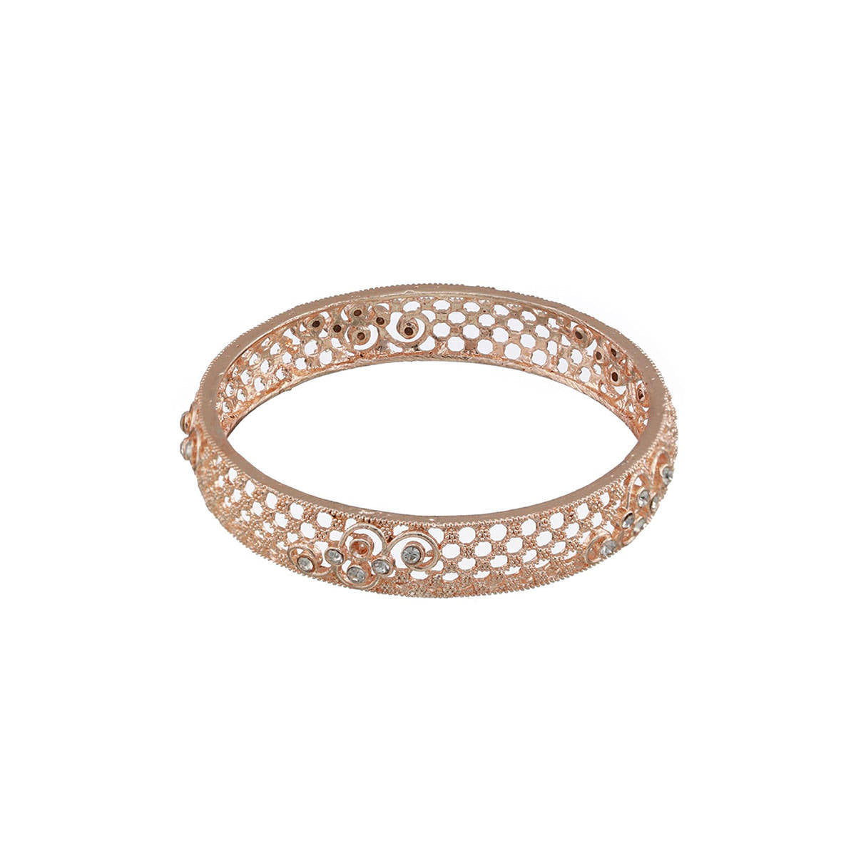 Aatmana Set of 2 Rose Gold-Plated Cubic Zirconia Studded Bangle