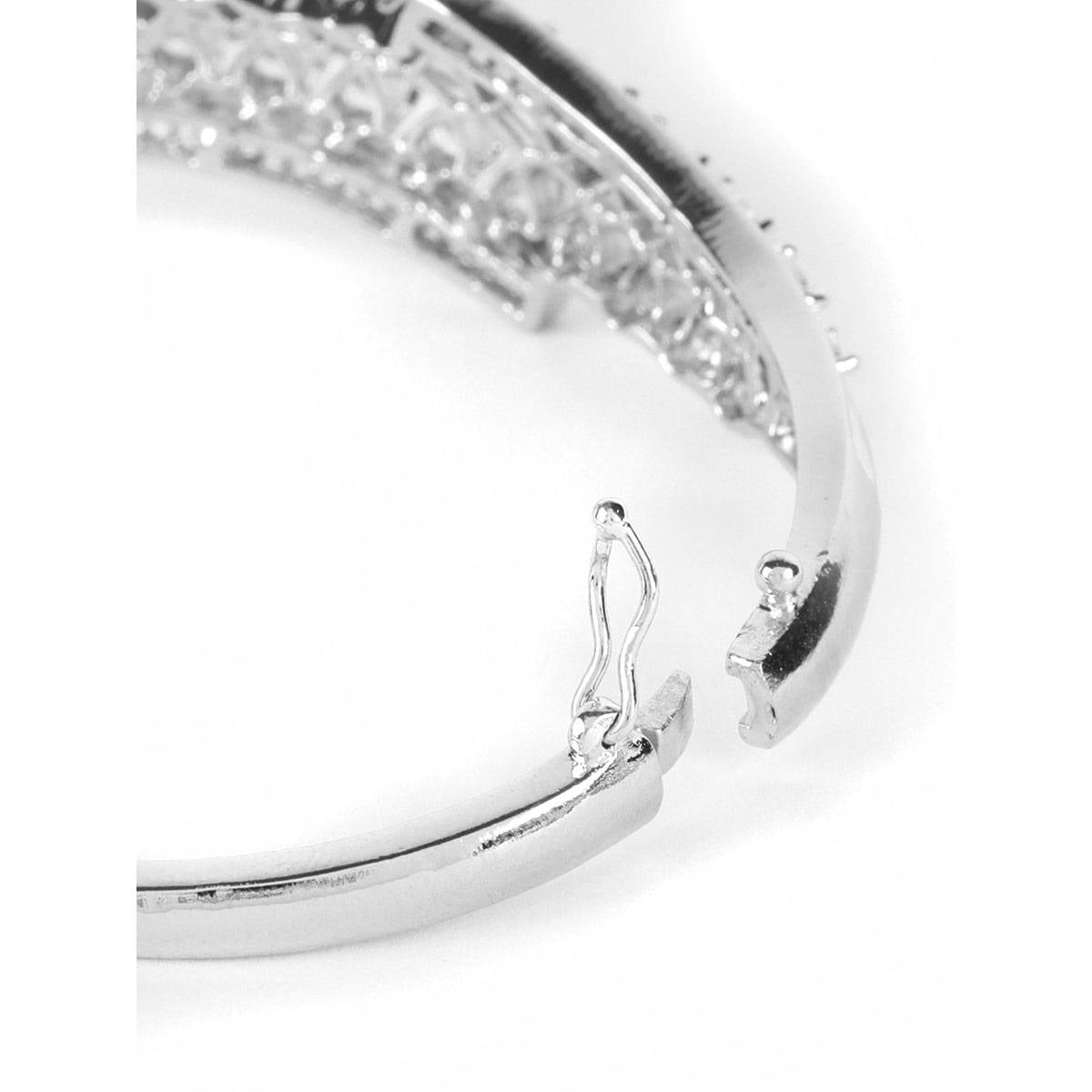 Aatmana Silver-Plated American Diamond Studded Bangle style Bracelet