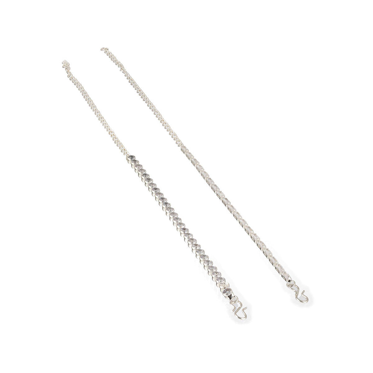 Aatmana Set of 2 Silver-Toned & White Cubic Zirconia Rhodium-Plated Link Bracelet