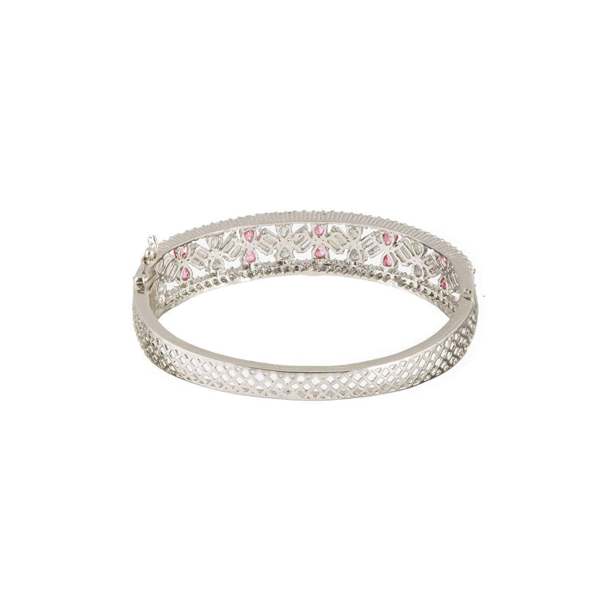 Aatmana Red & White American Diamond Studded Rhodium-Plated Link Bracelet