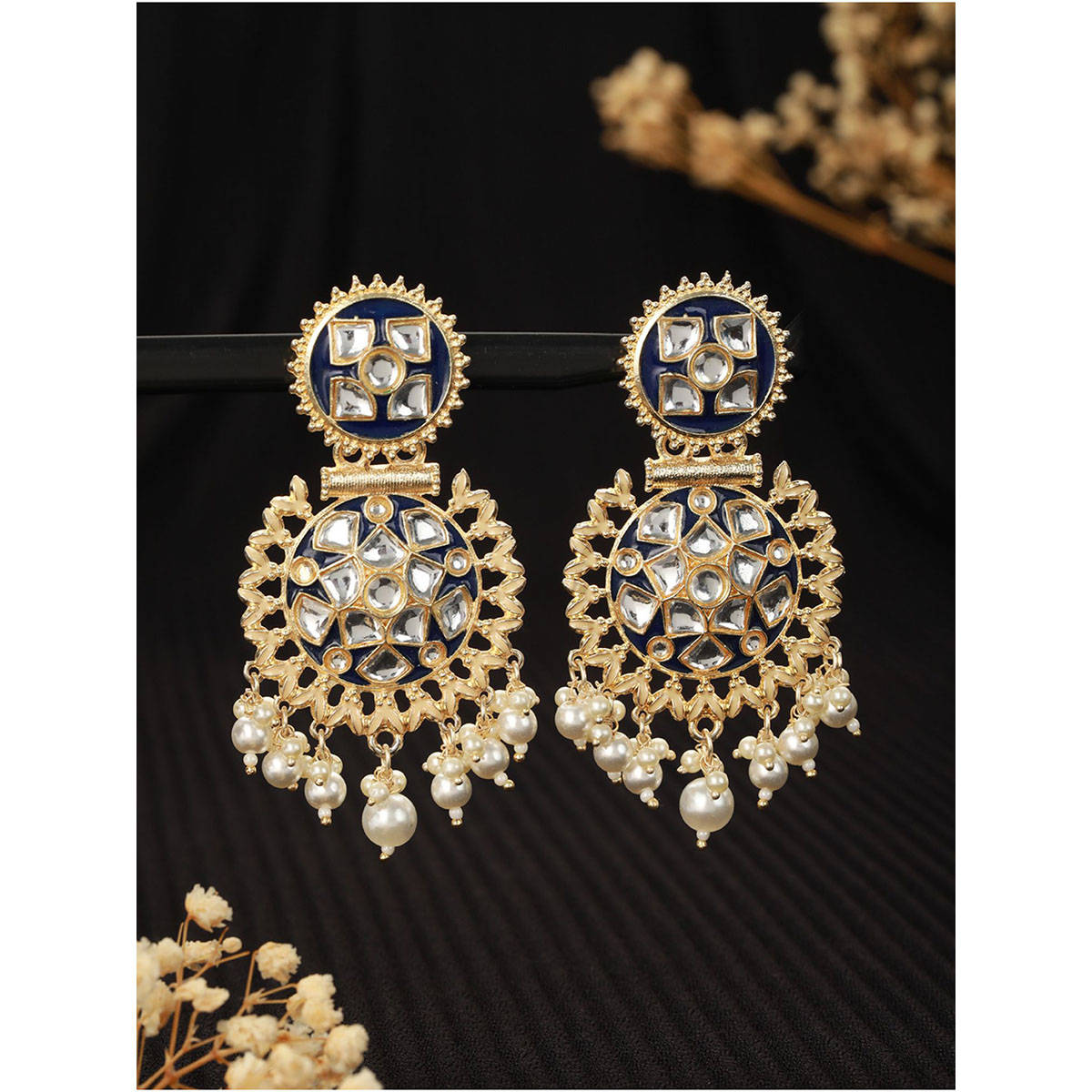 Aatmana Gold-Toned Kundan Studded Circular Chandbalis