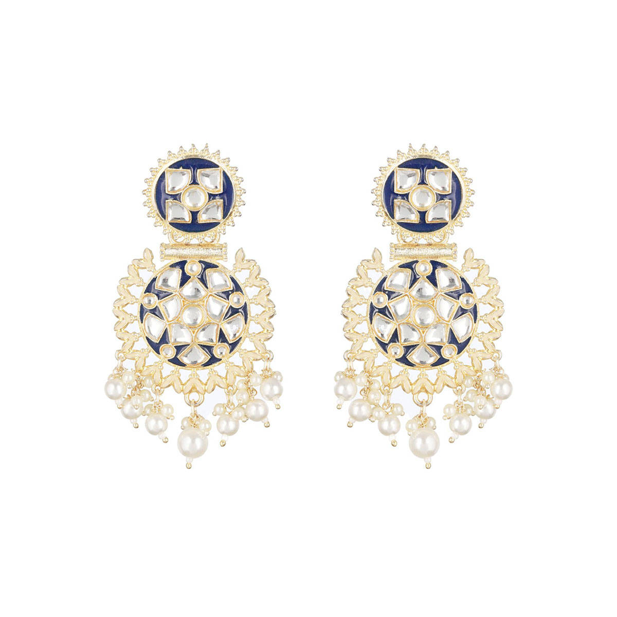 Aatmana Gold-Toned Kundan Studded Circular Chandbalis