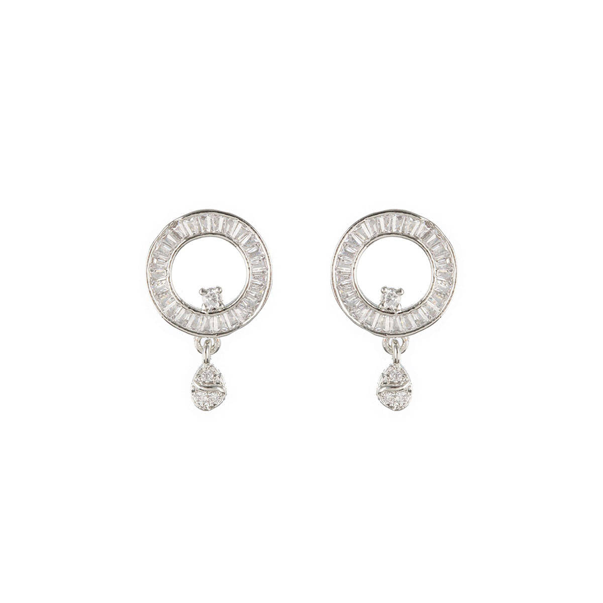 Aatmana Rhodium-Plated Black American Diamond-Studded & Beaded Mangalsutra with Earrings