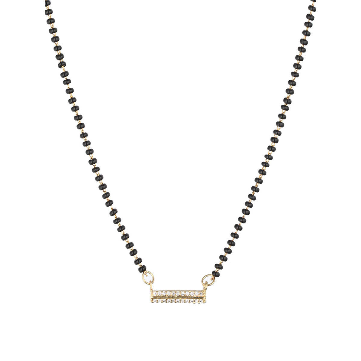 Aatmana Black Gold-Plated AD-Studded & Beaded Mangalsutra