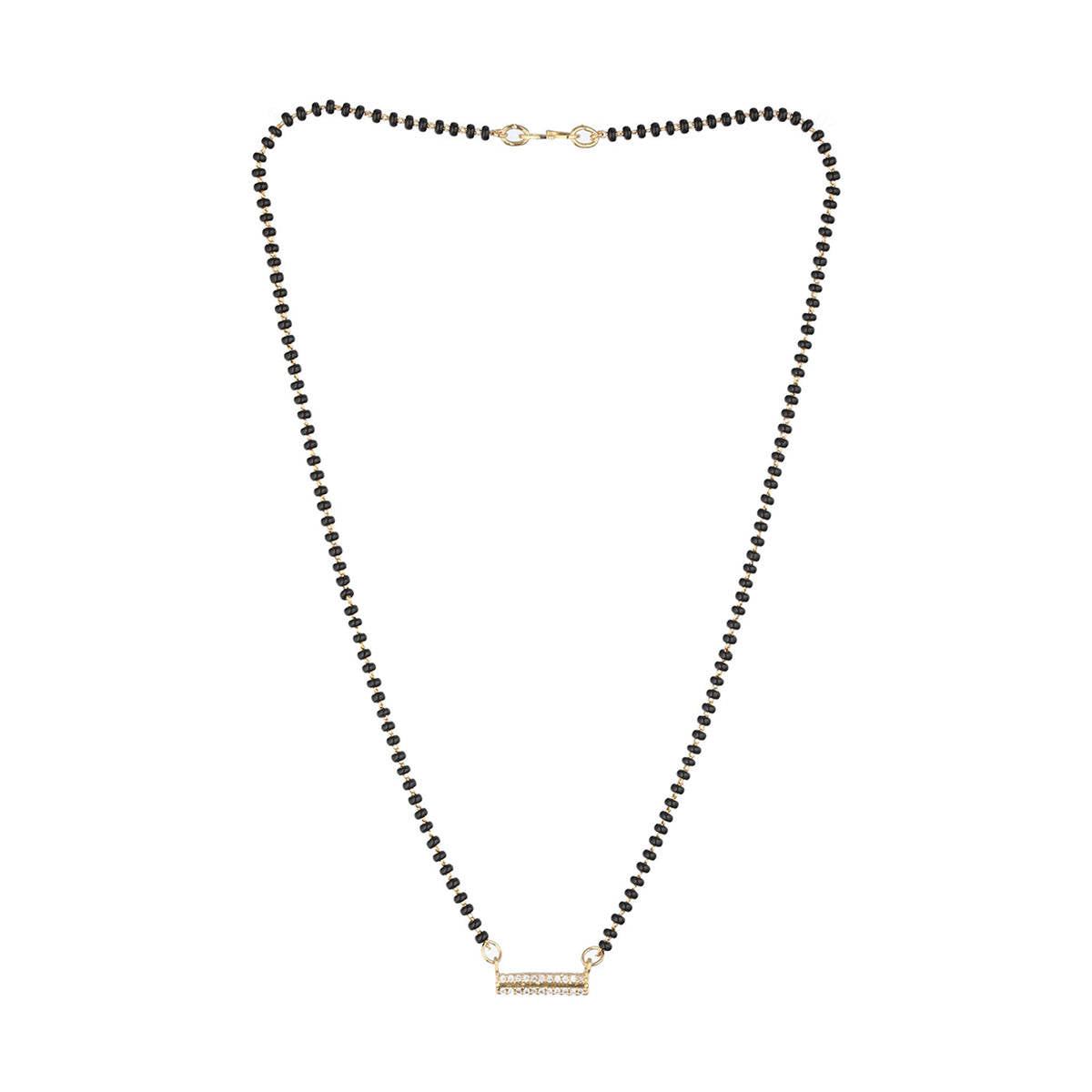 Aatmana Black Gold-Plated AD-Studded & Beaded Mangalsutra