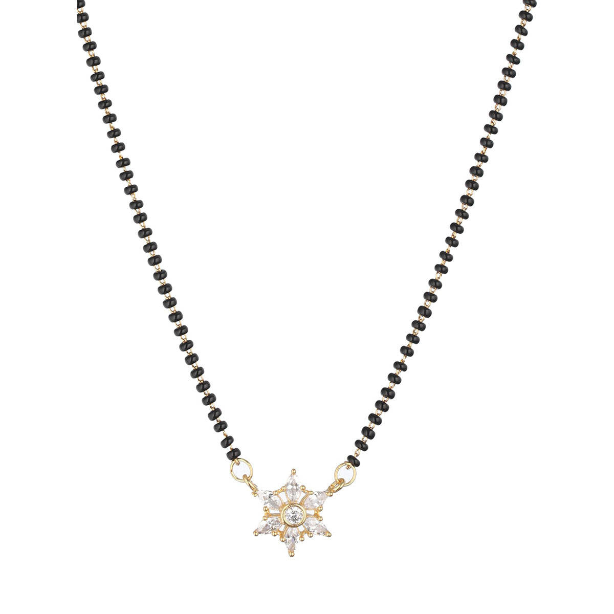 Aatmana Black Gold-Plated AD-Studded & Beaded Mangalsutra