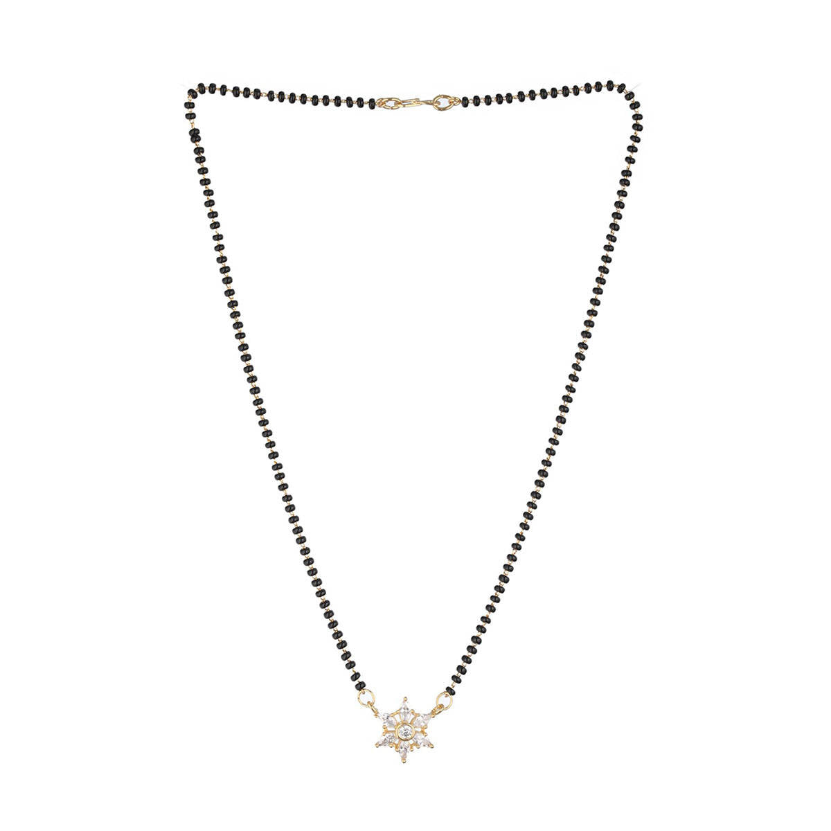 Aatmana Black Gold-Plated AD-Studded & Beaded Mangalsutra