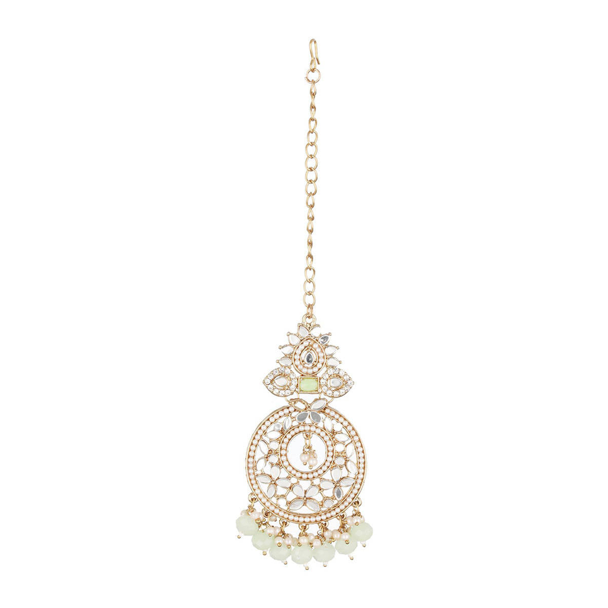 Aatmana Gold-Plated & Kundan-Studded Green Maangtikka