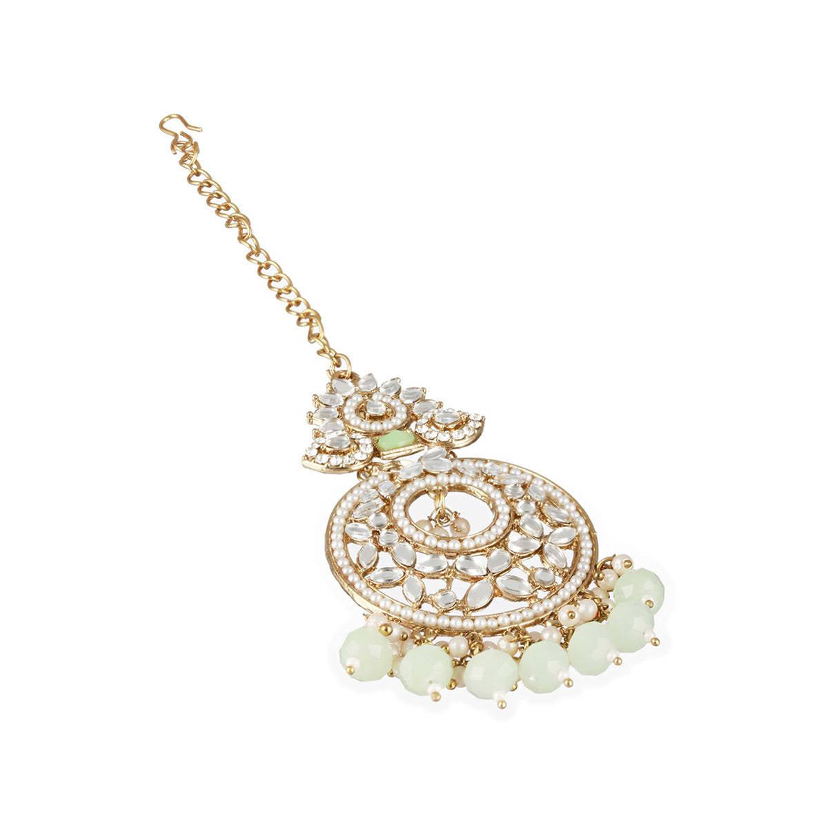Aatmana Gold-Plated & Kundan-Studded Green Maangtikka