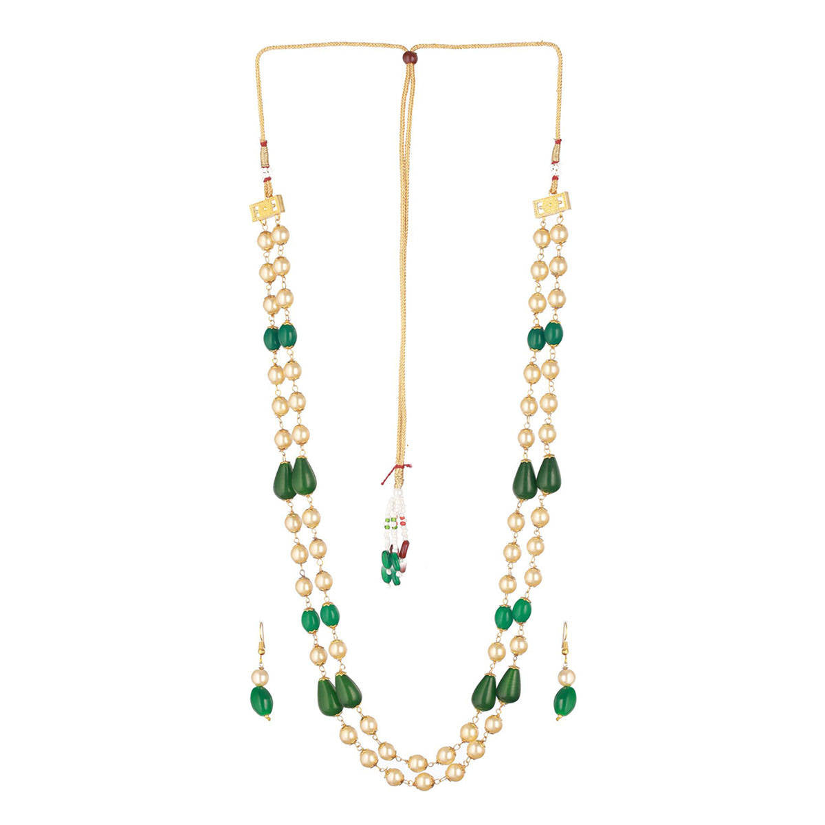 Aatmana Women Gold-Toned & Green Brass Gold-Plated Layered Necklace