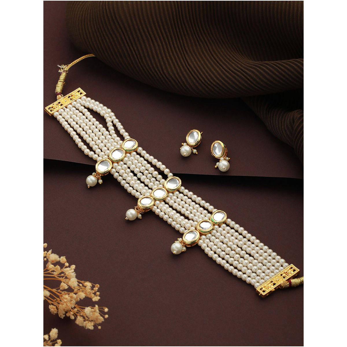 Aatmana Gold-Plated Kundan-Beaded Choker Jewellery Set