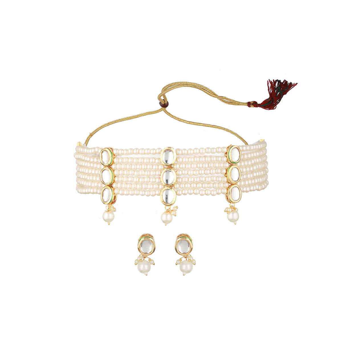 Aatmana Gold-Plated Kundan-Beaded Choker Jewellery Set