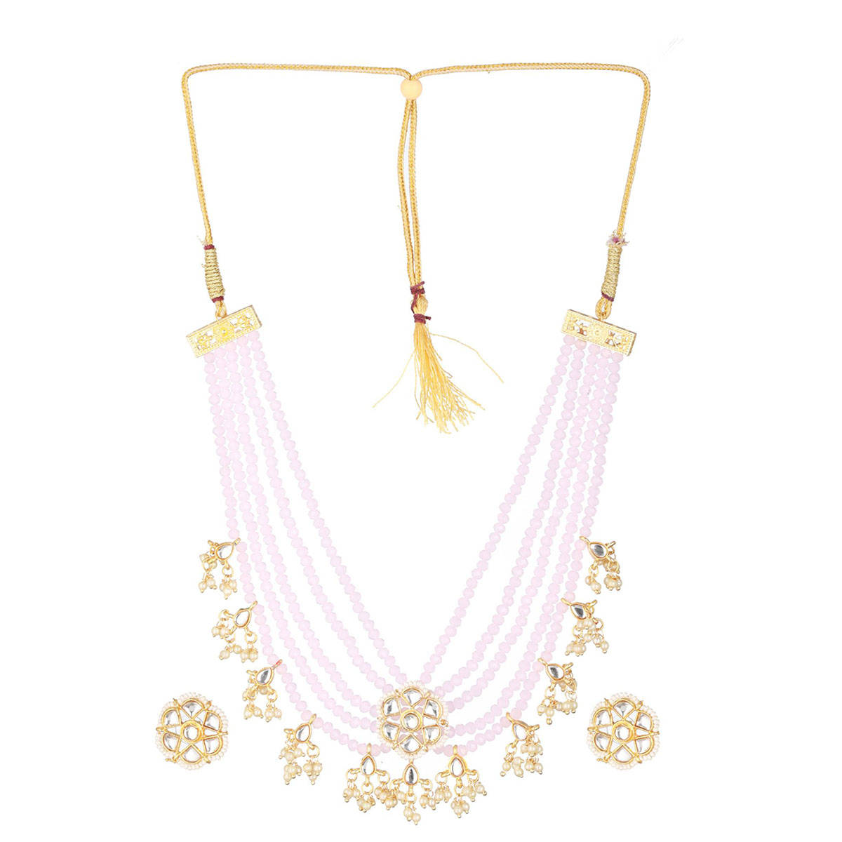Aatmana Pink & Gold Plated Kundan Choker Jewellery Set