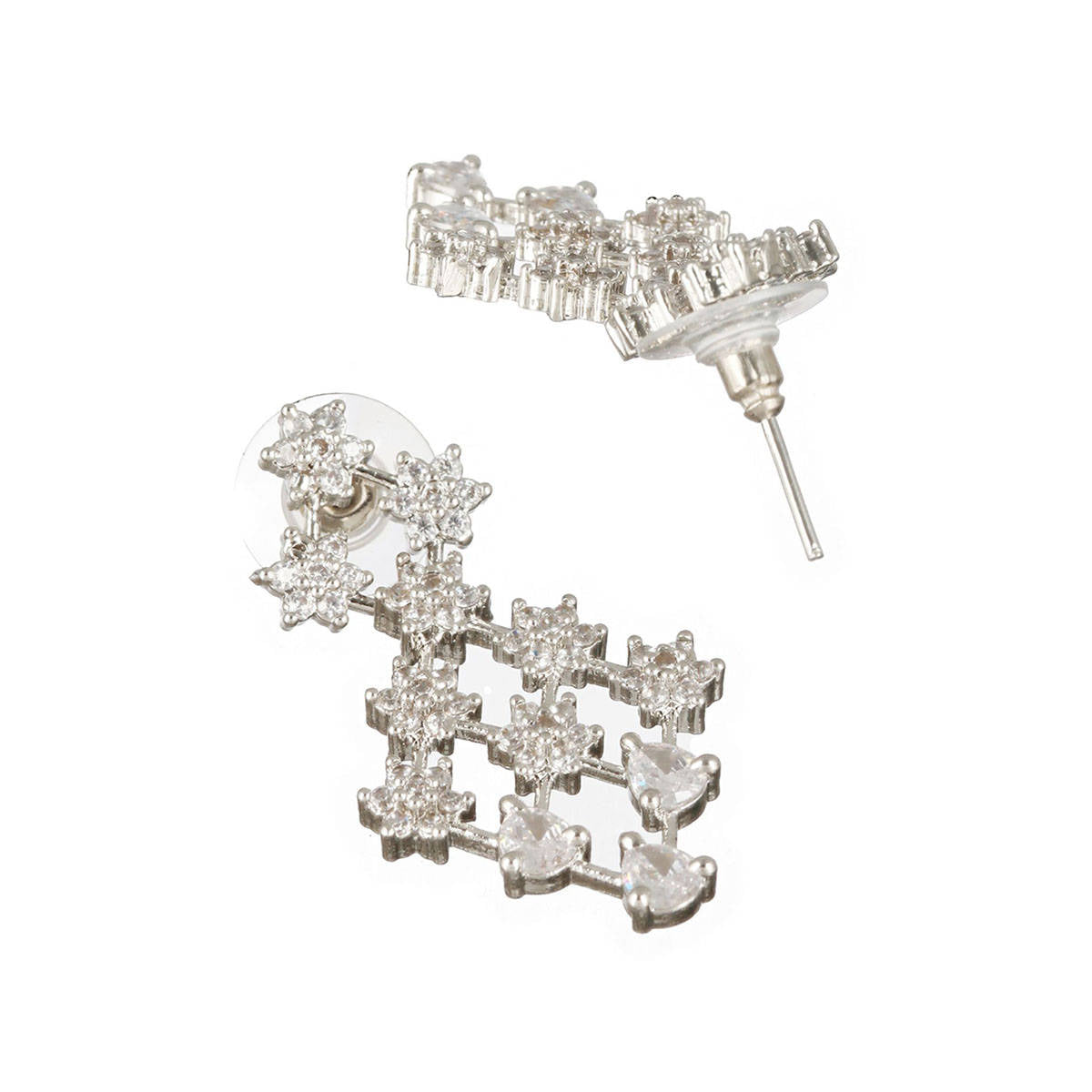 Aatmana Silver-Plated White AD-Studded Handcrafted Jewellery Set
