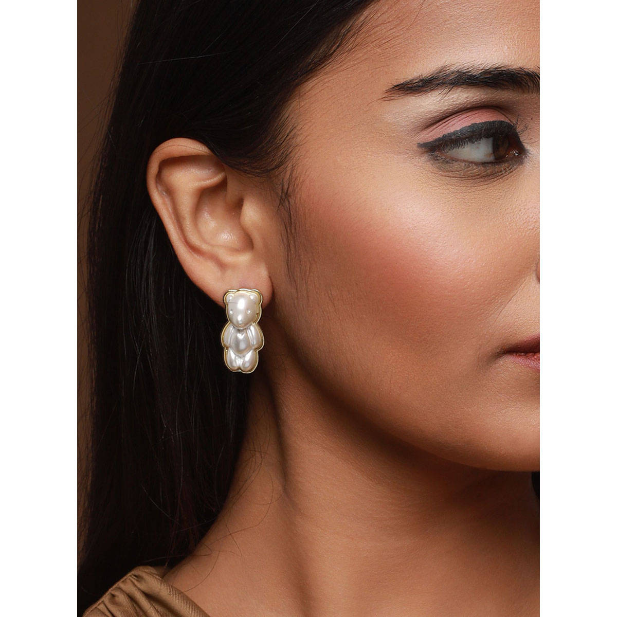 Aatmana Gold-Plated Teddy Bear Stud Earrings
