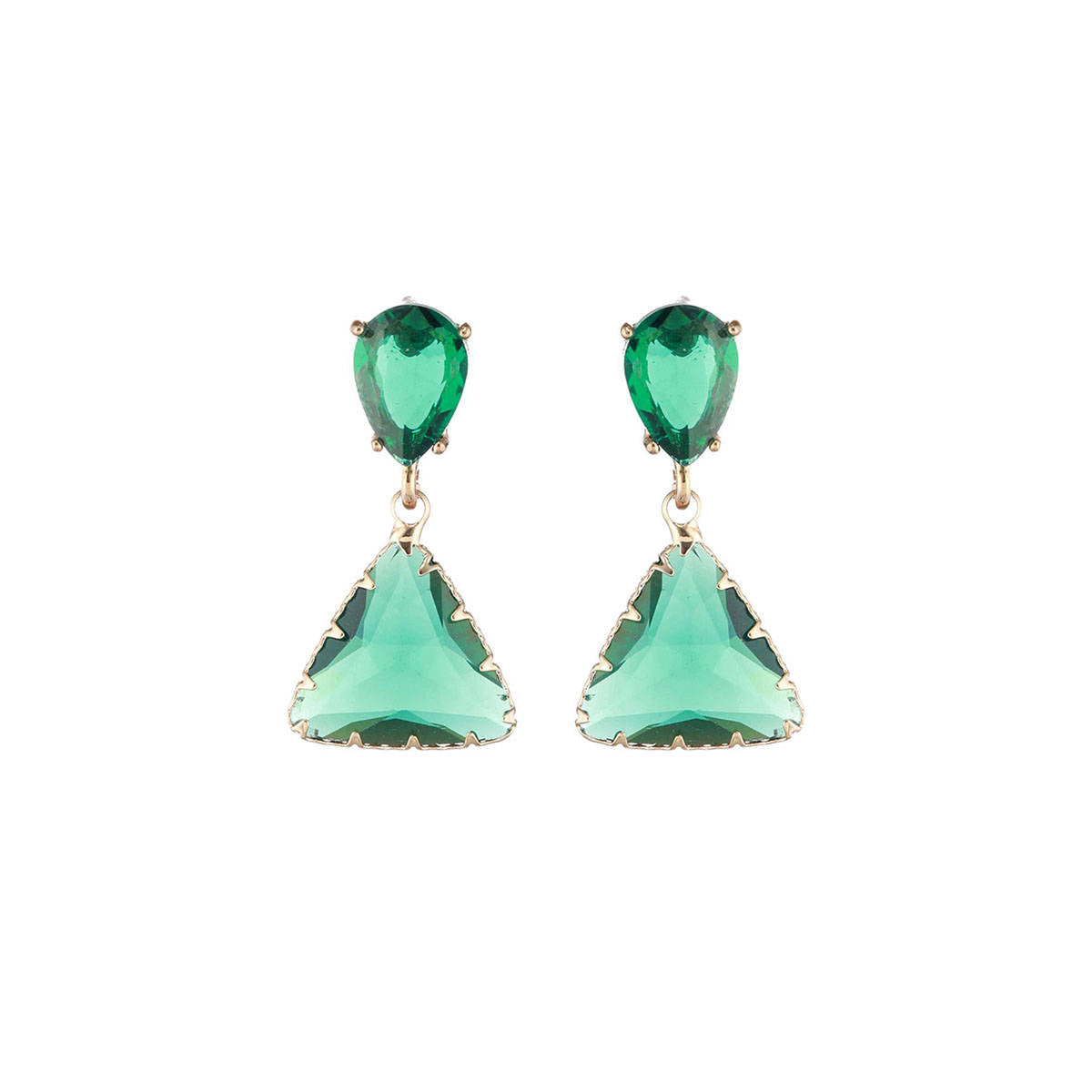 Aatmana Gold Plated Green Contemporary Drop Earrings