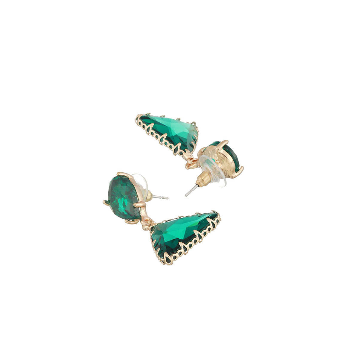 Aatmana Gold Plated Green Contemporary Drop Earrings