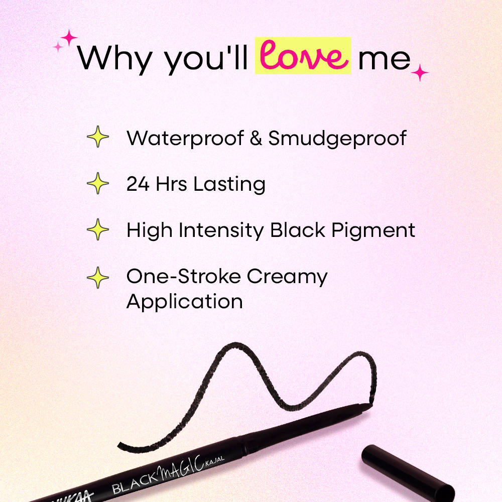 Nykaa Magic Smudgeproof Kajal Eyeliner Pencil Lasts Upto 24 Hours - Black