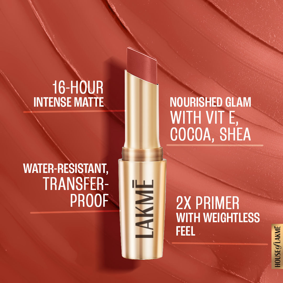 Lakme 9 To 5 Powerplay Priming Matte Lipstick For 16Hr Intense Matte , Red Velvet